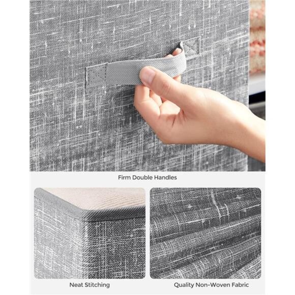 Storage Cubes, 11.8-Inch Non-Woven Fabric Bins with Double Handles, Set of 6 - Picture 5 of 7